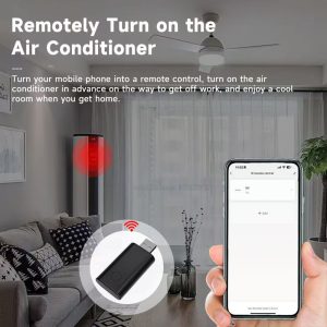 Tuya WiFi IR remote controller turning on air conditioner remotely via Smart Life app