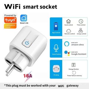 Tuya WiFi Smart Socket EU 16A with Energy Monitoring – Works with Alexa & Google Home