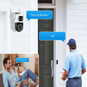 Two-way audio talk with visitor at door via smartphone app