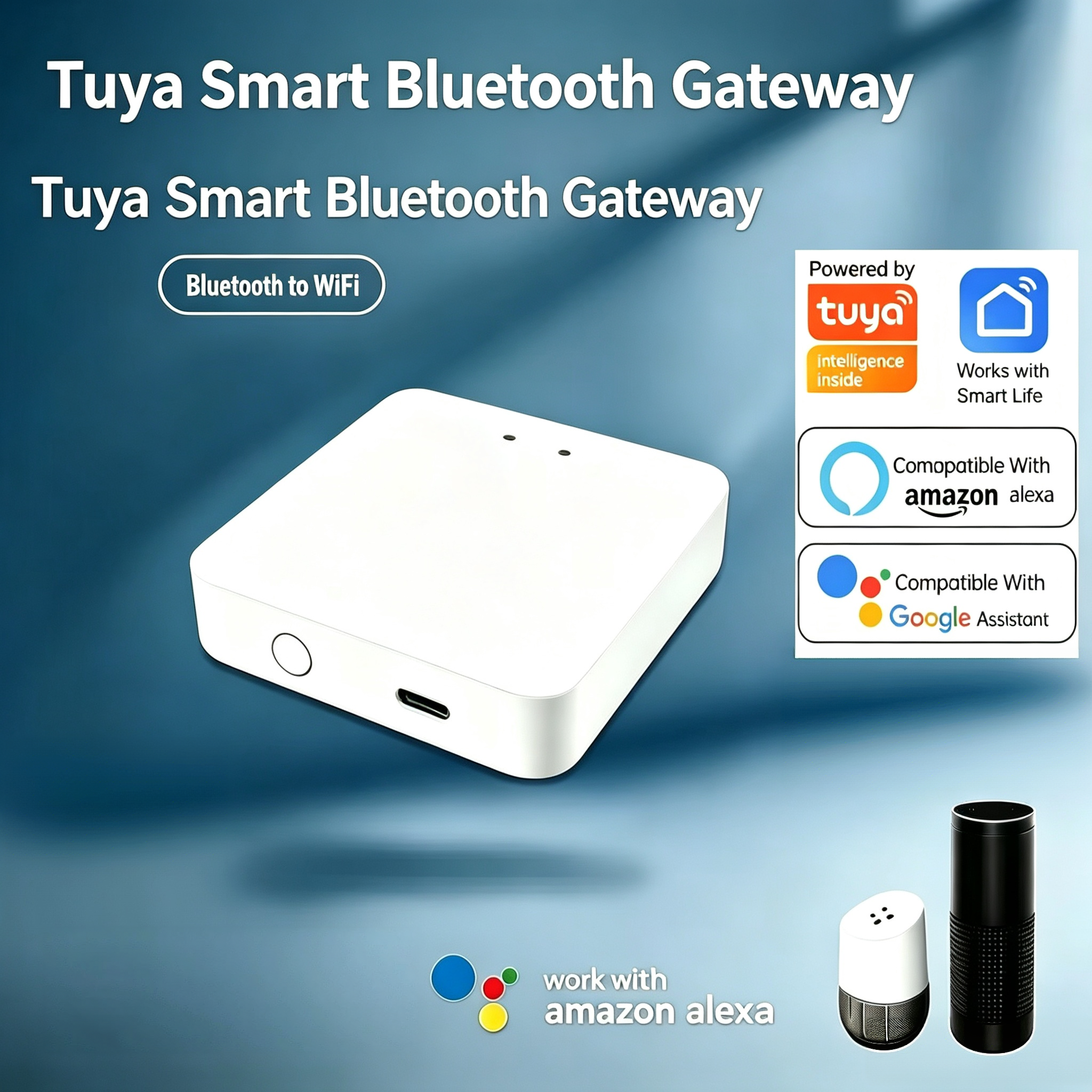 Tuya Smart Bluetooth Gateway – WiFi + Bluetooth Hub for Smart Home, Works with Alexa & Google Home