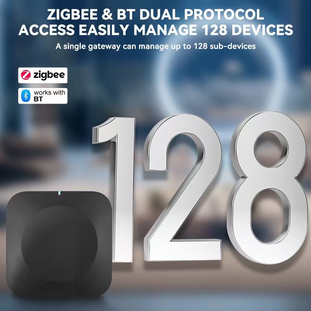 Zigbee 3.0 smart gateway hub supports 128 devices dual protocol access